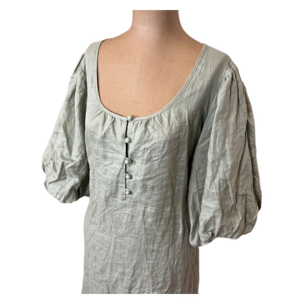 AULIEUDE Light Sage Green Button Detail Dress Women’s Size 12 - Picture 2 of 6